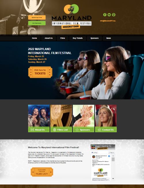 Maryland International Film Festival website screenshot