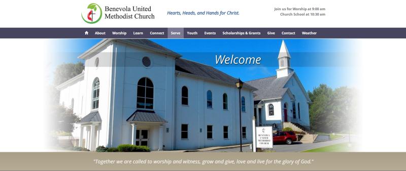 Benevola United Methodist Church website screenshot