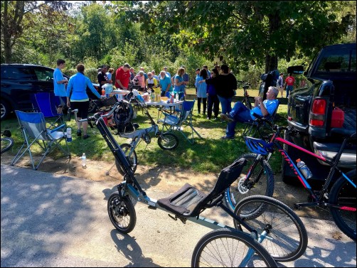 The DH WEB staff resting at the bike for disabled vets