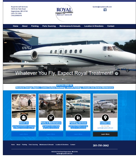 Royal Aircraft Services Website Screenshot