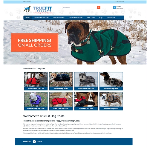 True Fit Dog Coats Website