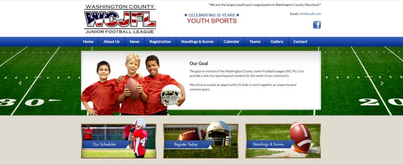 Washington County Junior Football League website screenshot